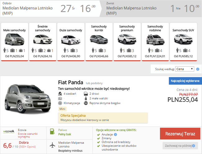 auto w Mediolanie