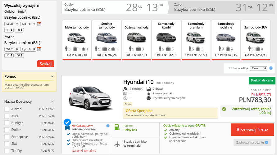 zarezerwuj auto w szwajcarii