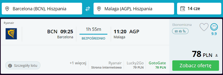 loty z barcelony do malagi