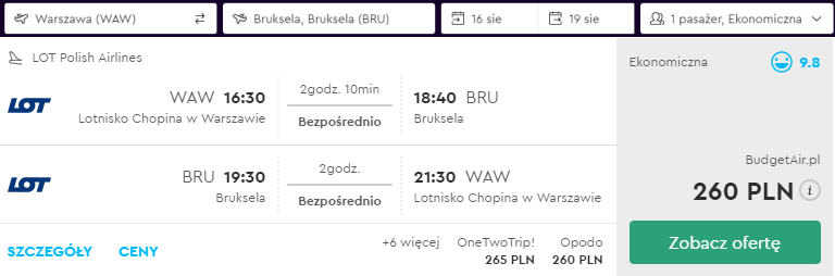 bruksela loty
