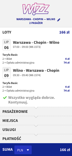zarezerwuj lot do wilna