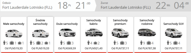 Rezerwacja auta na Florydzie