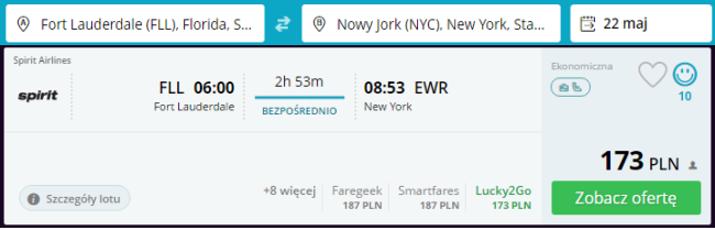 Rezerwacja przelotów z Fort Lauderdale do Nowego Jorku