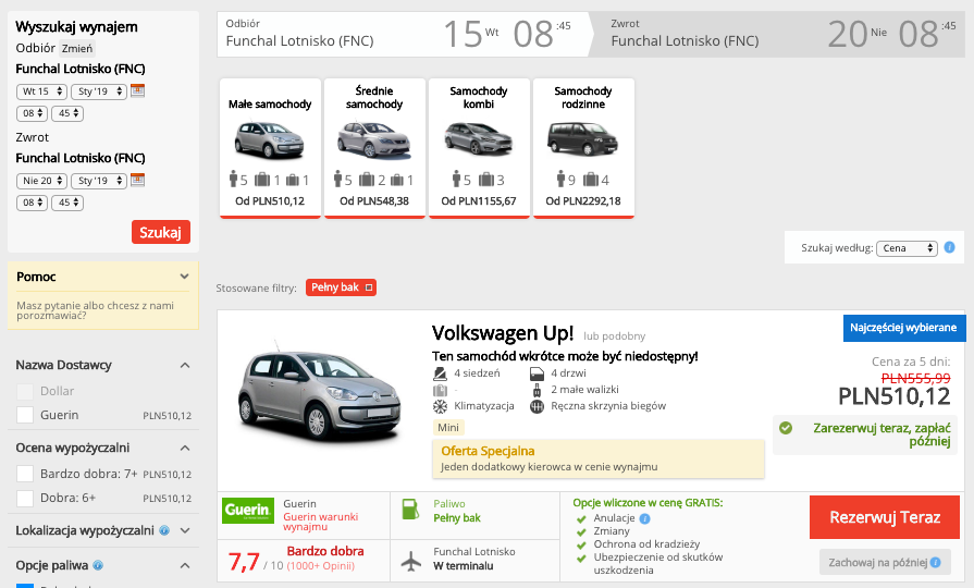 zarezerwuj auto na maderze