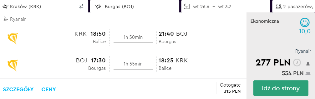 rezerwacja lotów z krakowa do burgas