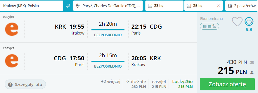 rezerwacja lotów z krakowa do paryza