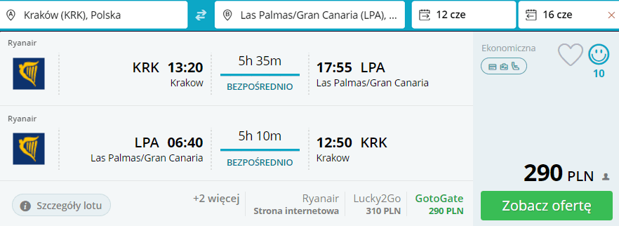 rezerwacja lotów z krakowa na gran canarię