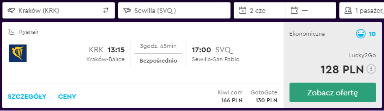 Rezerwacja przelotów z Krakowa do Sewilli