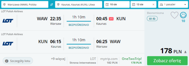 kowno loty