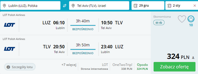 rezerwacja lotów z lublina do tel awiwu