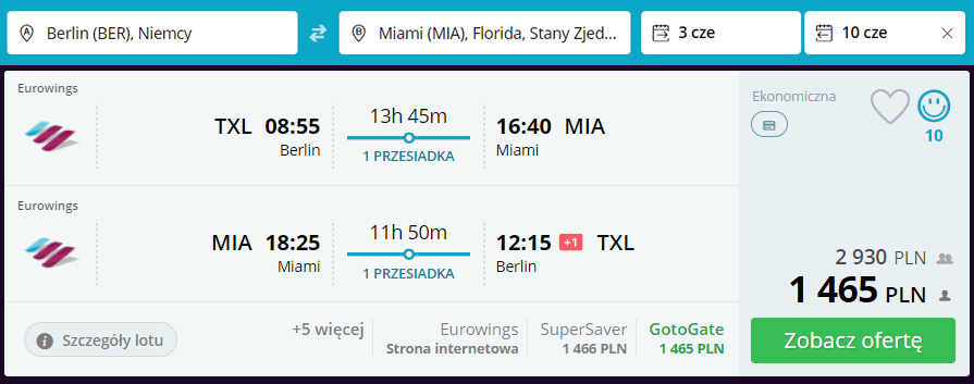 rezerwacja lotów z berlina do miami