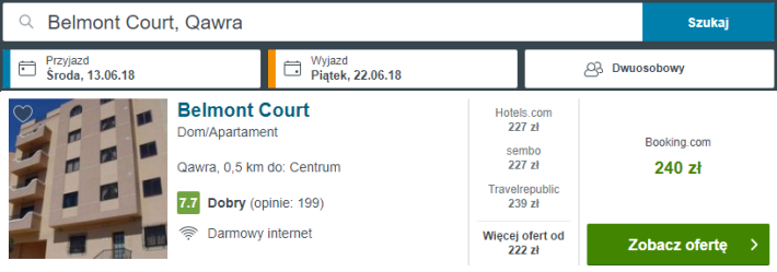 Rezerwacja obiektu na Malcie