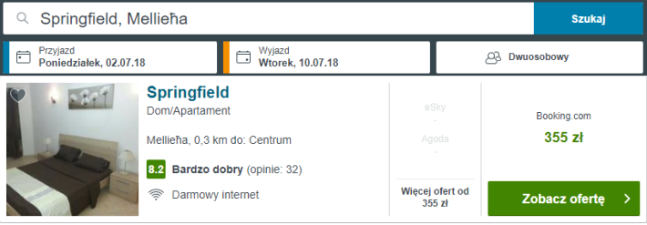 Rezerwacja obiektu na Malcie