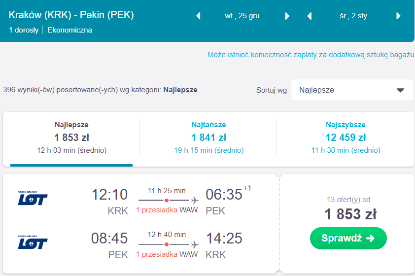 rezerwacje lotów do pekinu