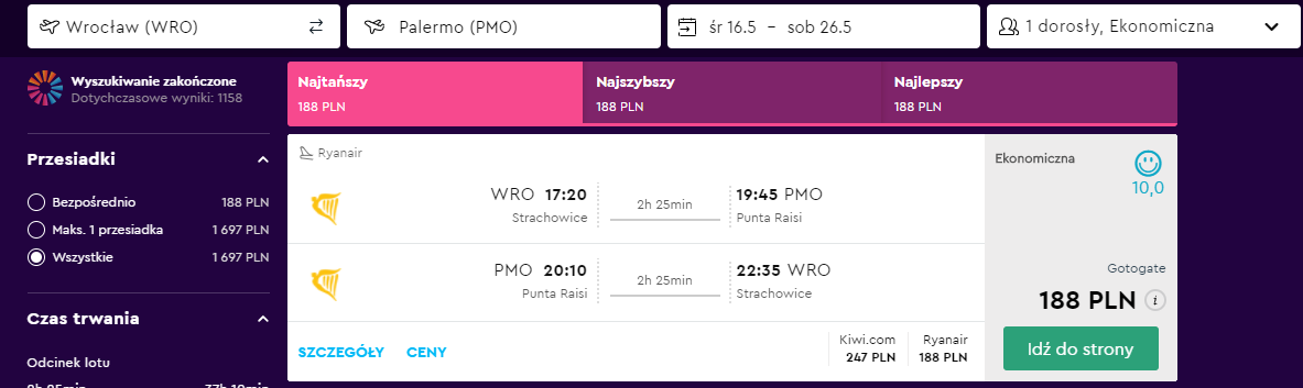 palermo loty
