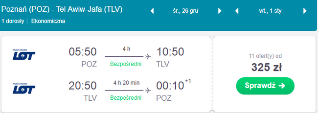 rezerwacja lotów z poznania do tel awiwu