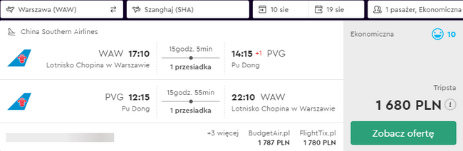 rezerwacja lotów do Szanghaju