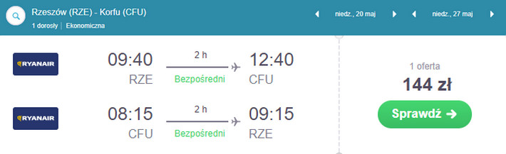 rezerwacja lotów na Korfu