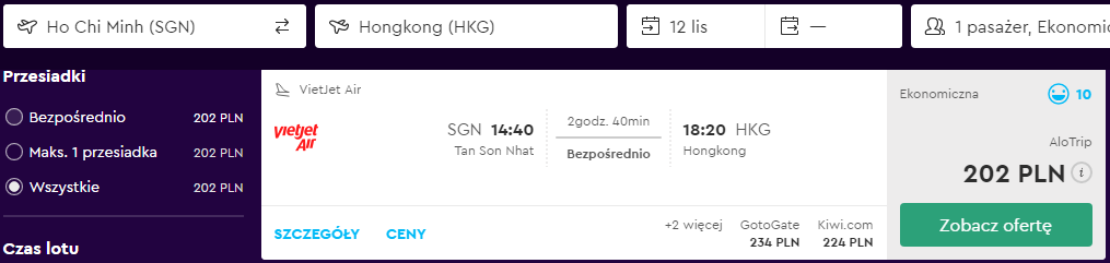 Rezerwacja przelotów z Wietnamu do Hongkongu
