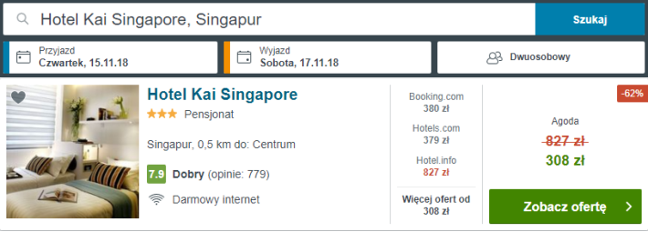Rezerwacja obiektu w Singapurze