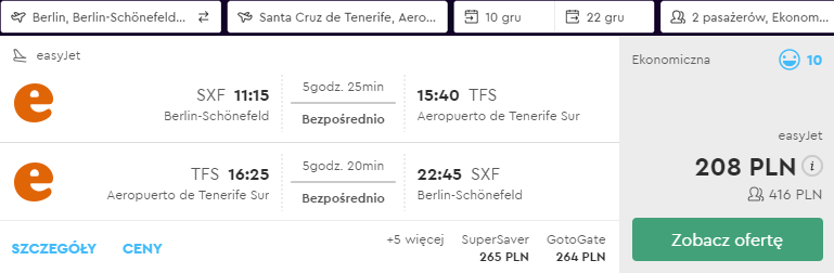 rezerwacja lotów na Teneryfę