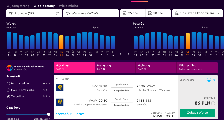 zarezerwuj lot do waw