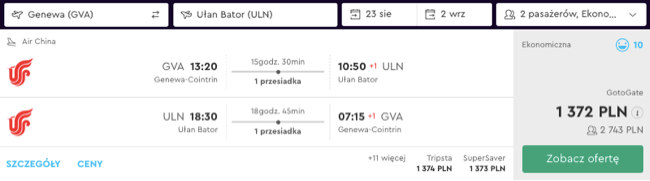 zarezerwuj lot do mongolii