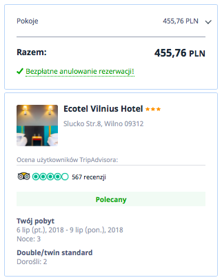 zarezerwuj hotel w wilnie