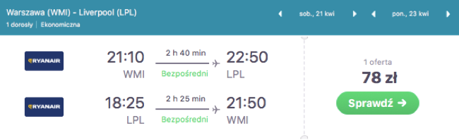 zarezerwuj lot do Liverpool