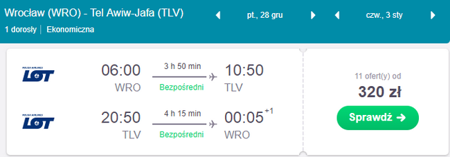 rezerwacja lotów z wrocławia do tel awiwu