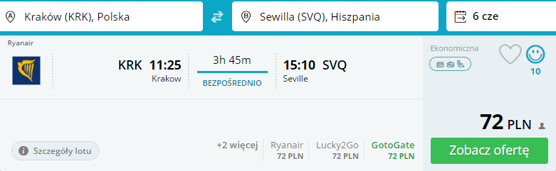 rezerwacja lotów z krakowa do sewilli