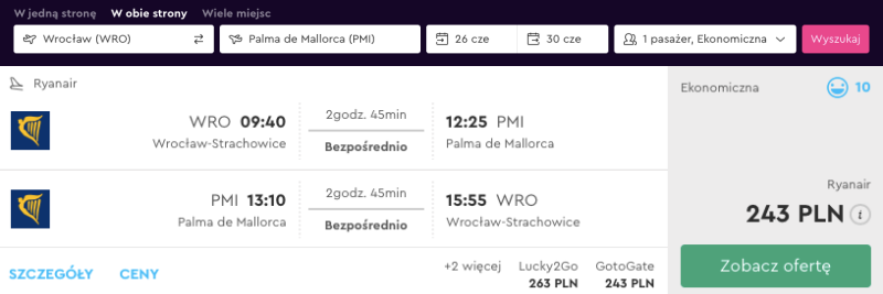 tanie loty na majorke