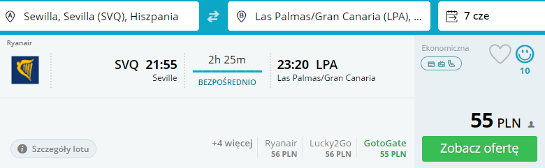rezerwacja lotów z sewilli do las palmas