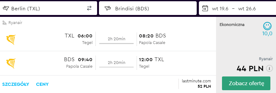 rezerwacja lotów z berlina do brindisi