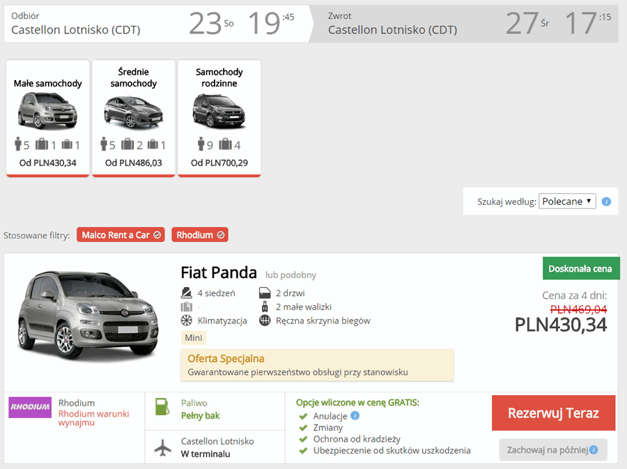 auto w hiszpanii wypożyczenie