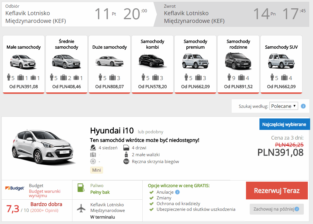 wypożyczenie auta na islandii