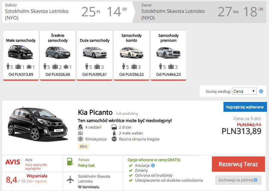 auto wypożyczenie szwecja