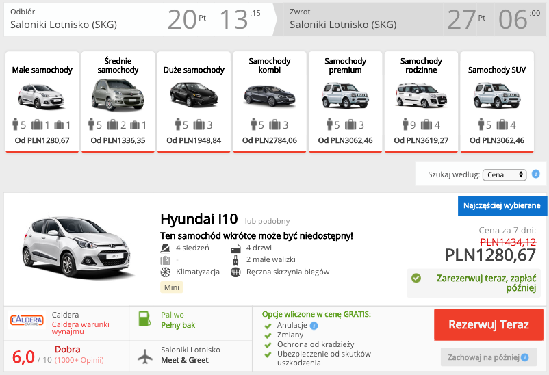zarezerwuj auto w grecji