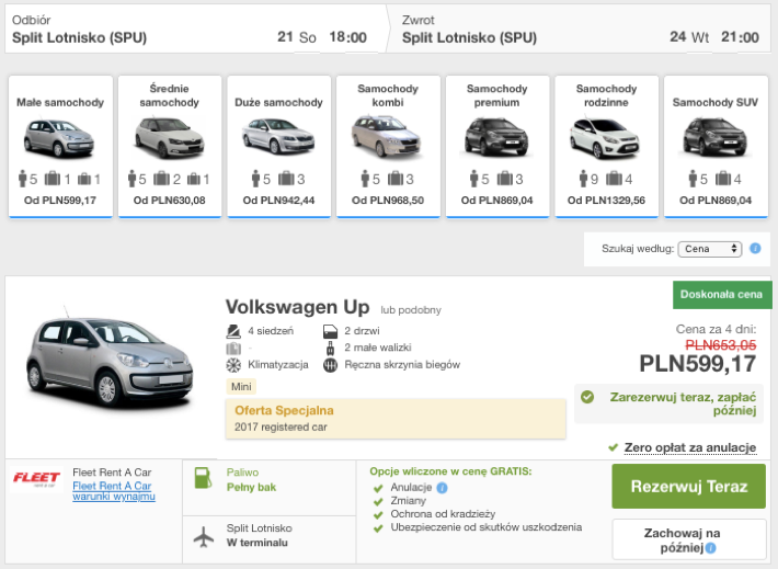 zarezerwuj auto w chorwacji