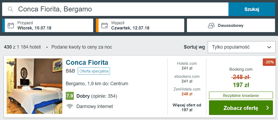 spanie w bergamo