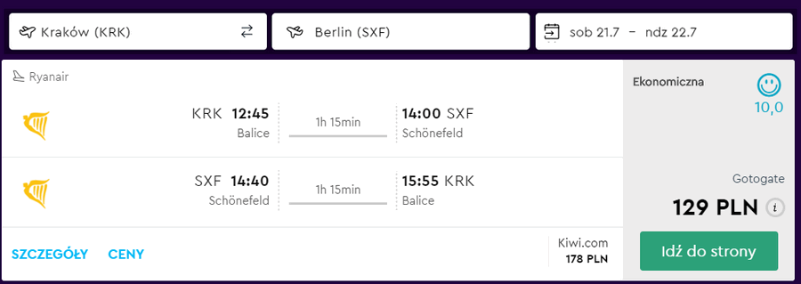 loty do Berlina