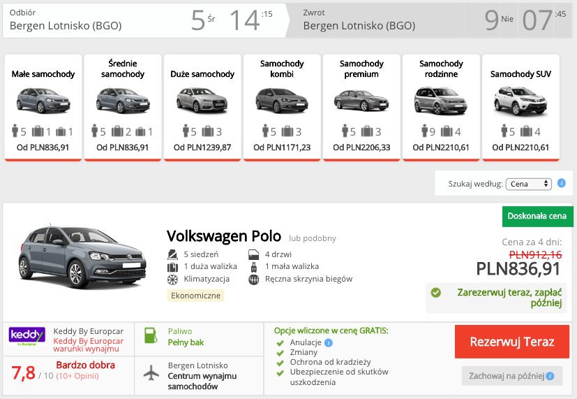zarezerwuj auto w bergen
