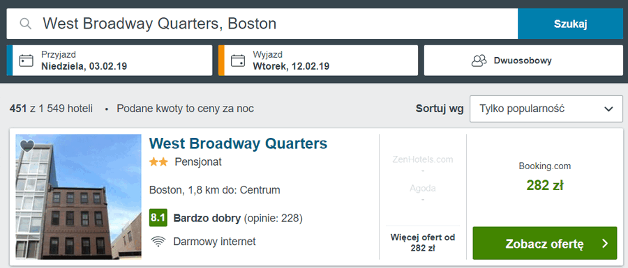 noclegi boston