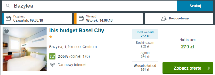 Rezerwacja obiektu w Bazylei