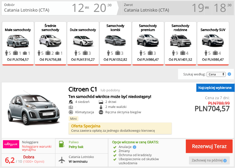 zarezerwuj auto w katanii