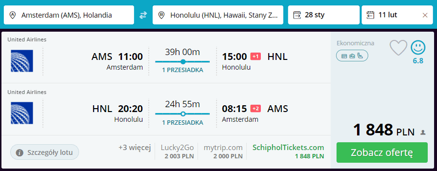 loty na hawaje