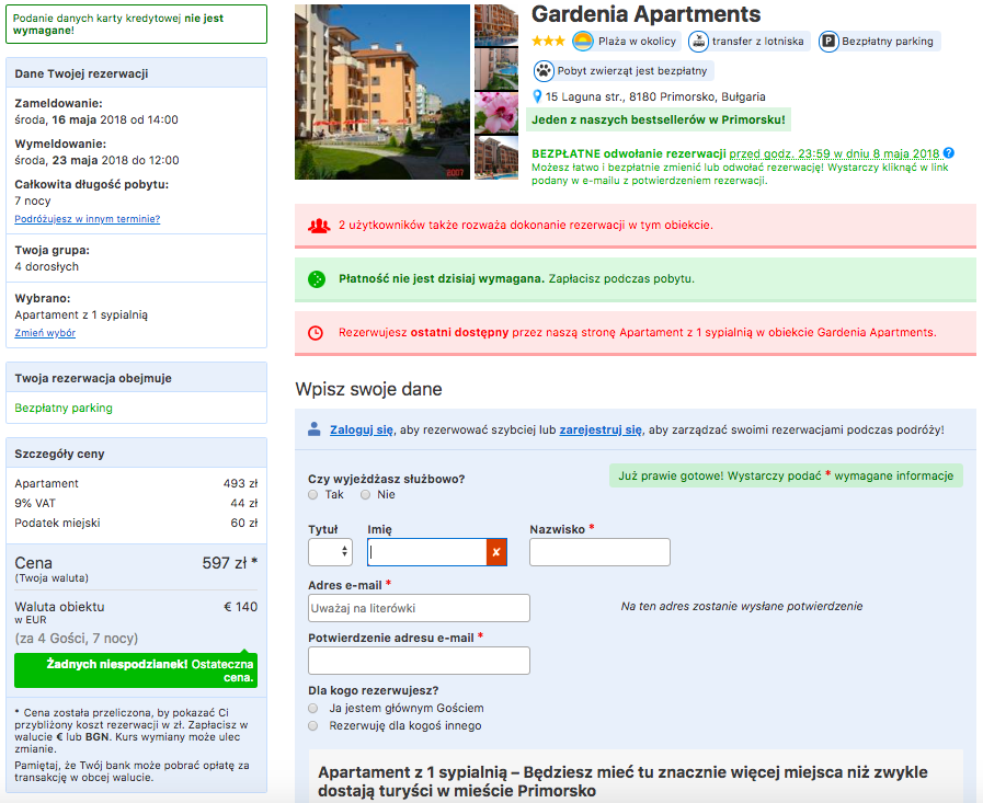 zarezerwuj hotel w burgas