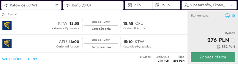 zarezerwuj lot na korfu