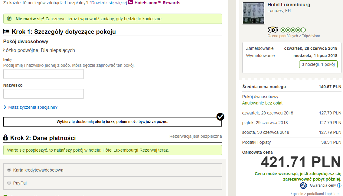 Rezerwacja obiektu w Lourdes
