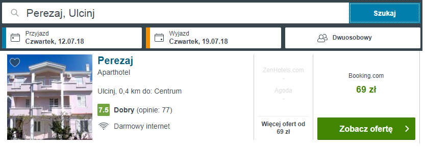 czarnogóra noclegi